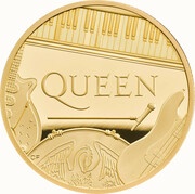 1000 Pounds - Elizabeth II The band Queen; Gold Proof, United Kingdom, 2020 reverse image