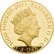 1000 Pounds - Elizabeth II Queen's 95th Birthday; Gold Proof obverse image