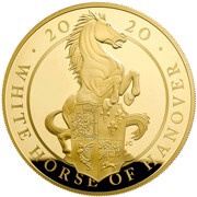 1000 Pounds - Elizabeth II White Horse of Hanover; Gold Proof, United Kingdom, 2021 reverse image