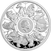 1000 Pounds - Elizabeth II The Queen's Beasts Completer; Silver Proof, United Kingdom, 2021 reverse image