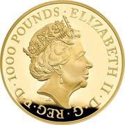1000 Pounds - Elizabeth II 5th portrait; 1kg Fine Gold obverse image