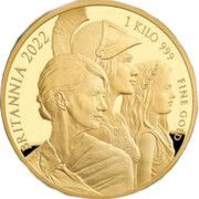 1000 Pounds - Elizabeth II 5th portrait; 1kg Fine Gold, United Kingdom, 2022 reverse image