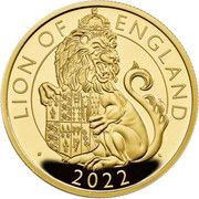 1000 Pounds - Elizabeth II Lion of England; Gold Proof, United Kingdom, 2022 reverse image