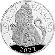 1000 Pounds - Elizabeth II Lion of England; Silver Proof, United Kingdom, 2022 reverse image