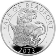 1000 Pounds - Elizabeth II Posthumous; Yale of Beaufort; Silver Proof, United Kingdom, 2023 reverse image