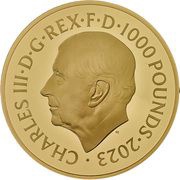 1000 Pounds - Charles III The Lion and The Eagle; Gold Proof obverse image