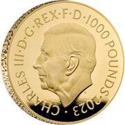 1000 Pounds - Charles III Petition Crown, Portrait; Gold Proof obverse image