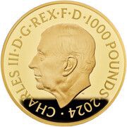 1000 Pounds - Charles III Year of the Dragon; Gold Proof obverse image