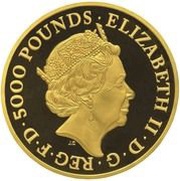 5000 Pounds - Elizabeth II Una and The Lion; Gold Proof obverse image