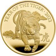8000 Pounds - Elizabeth II Year of the Tiger; Gold Proof, United Kingdom, 2022 reverse image