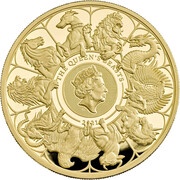 10000 Pounds - Elizabeth II The Queen's Beasts Completer; Gold Proof, United Kingdom, 2021 reverse image