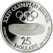 25 Dollars XXIV Olympics reverse image