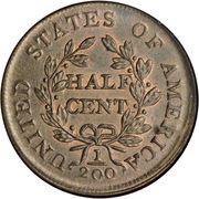 ½ Cent "Draped Bust - Half Cent" reverse image