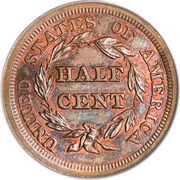 ½ Cent "Braided Hair - Half Cent" reverse image