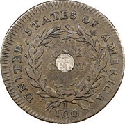 1 Cent "1792 Silver Center and Copper" Pattern reverse image