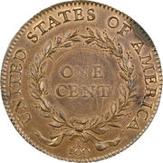 1 Cent "1792 Birch Cent" Pattern, United States, 1792 reverse image