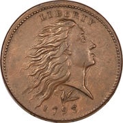 1 Cent "Flowing Hair Cent" Wreath reverse obverse image