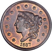 1 Cent "Liberty Head / Matron Head Modified" Type 2 Young Head obverse image