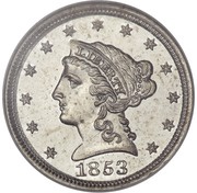 1 Cent "1853" Pattern; copper-nickel obverse image