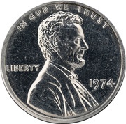 1 Cent "1974 Lincoln Memorial" Pattern obverse image