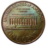 1 Cent "Lincoln Memorial Cent" copper plated zinc reverse image