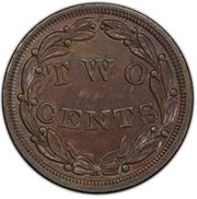 2 Cents "1836" Pattern; copper, United States, 1836 reverse image