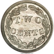 2 Cents "1836" Pattern; white metal reverse image