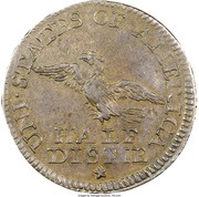 5 Cents "1792 Half Disme" Pattern; copper, United States, 1792 reverse image