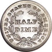 ½ Dime "Seated Liberty Half Dime" without stars, United States, 1837-1838 reverse image