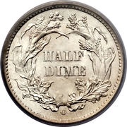 ½ Dime - "Seated Liberty Half Dime" obverse legend, United States, 1860-1873 reverse image