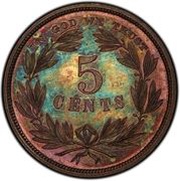 5 Cents "1866 Nickel" Pattern; copper, United States, 1866 reverse image