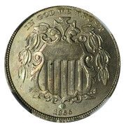 5 Cents "1866 Shield Nickel With Rays" Pattern; copper obverse image
