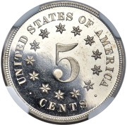 5 Cents "1866 Shield Nickel Without Rays" Pattern reverse image