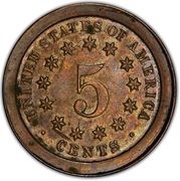 5 Cents "1866 Nickel Without Rays" Pattern; copper reverse image