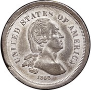5 Cents "1866 Nickel Without Rays" Pattern; lead obverse image