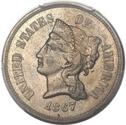 5 Cents "1867 Nickel" Pattern; nickel, United States, 1867 obverse image