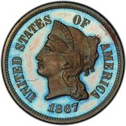 5 Cents "1867 Nickel" Pattern; copper obverse image