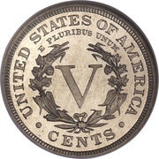 5 Cents "Liberty Nickel" with "CENTS", United States, 1883-1913 reverse image