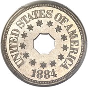 5 Cents "1884 Nickel" Pattern; nickel obverse image