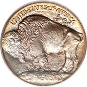 5 Cents "Buffalo Nickel" raised ground, United States, 1913 reverse image