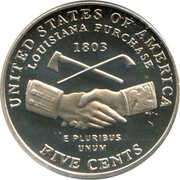 5 Cents "Jefferson Nickel" Louisiana Purchase, United States, 2004 reverse image