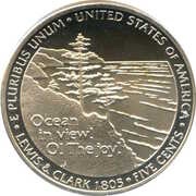 5 Cents "Jefferson Nickel" Westward Journey, Ocean View reverse image
