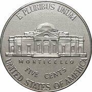 5 Cents "Jefferson Nickel" 2nd portrait, Return to Monticello reverse image