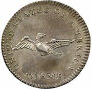 10 Cents "1792 Disme" Pattern; silver, United States, 1792 reverse image