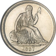 1 Dime "Seated Liberty Dime" no stars around rim obverse image