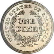 1 Dime "Seated Liberty Dime" no stars around rim, United States, 1837-1838 reverse image