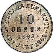 10 Cents "Postage Currency" Pattern reverse image