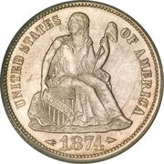 1 Dime "Seated Liberty Dime" arrows at date obverse image