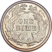 1 Dime "Seated Liberty Dime" w/o stars, increased weight, United States, 1875-1891 reverse image