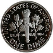 1 Dime "Roosevelt Dime" Silver Proof, United States, 1992-2018 reverse image